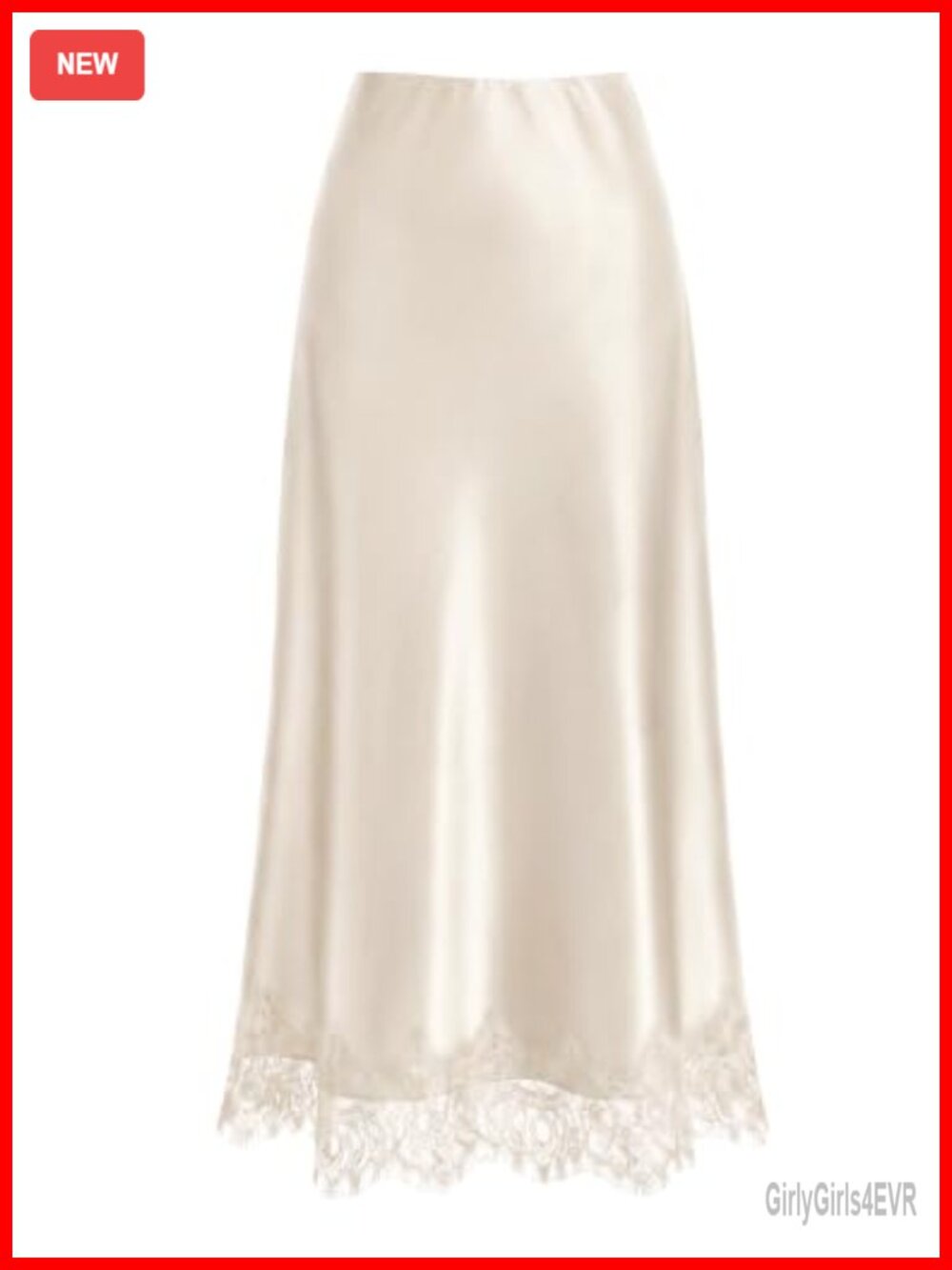 Lace Satin Maxi Skirt High Waist A-Line Formal Work Wedding Guest
